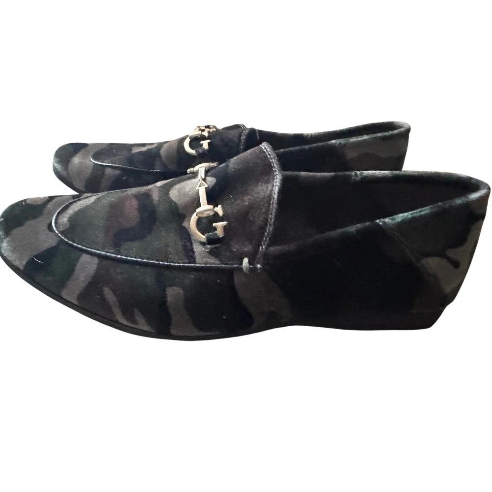 Guess Men‎ Edwin Bit Loafers Flat Mocassins Velvet Camo Camouflage Size 8
